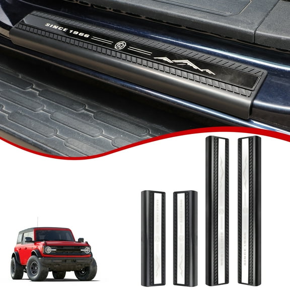 4PCS Door Sill Protector Car Door Edge Pad Entry Guard Threshold Stickers Compatible with for Ford Bronco Accessories 2021 2022 2023 2024 4 Door