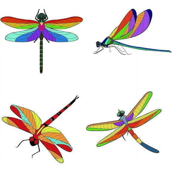 4PCS Dragonfly Window Clings Static Bird Glass Sliding Door Sticker Anti Collision Decals Waterproof Vinyl Film Bedroom Bathroom Decals