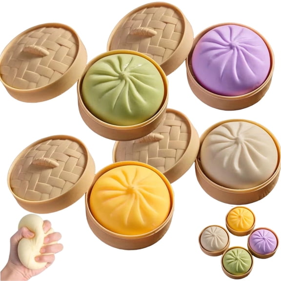 4PCS Dumpling Squishy, Mystery Squishy Dumpling Box, Fidget Toys Adults & Teens, Easter Basket Stuffers, Stocking Stuffers, Sensory Stress Ball Squeeze Toys for Stress Relief