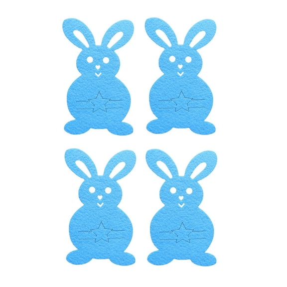 4PCS Easter Bunny Shaped Cutlery Pouch, Multicolor Rabbit Silverware Pocket with Star Accents for Table Settings, Brunch & Spring Party Decor