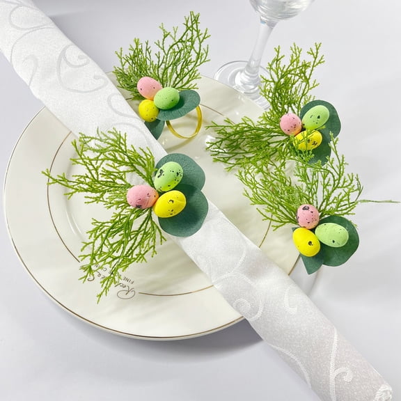 4PCS Easter Eggs Western Style Easter Egg Decorations - Napkin Rings for Hotel Table Setting, Easter Napkin Loops