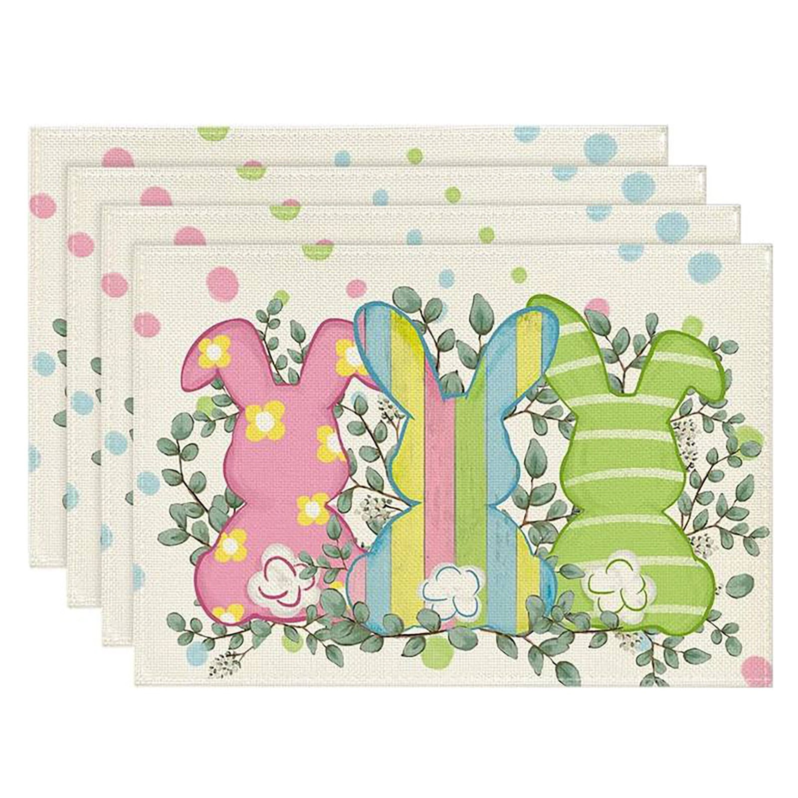 4PCS Easter Western Placemat Bunny And Egg Centerpiece Napkins