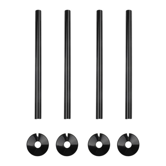 4PCS Easy Fit Radiator Pipe Covers and Rings in Black PVC Size 15mm x 300mm