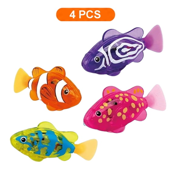 4PCS Electric Fish Toy LED Glowing Effect Realistic Artificial Floating Moving Fish Aquarium Decoration for Fish Tank Bathtub