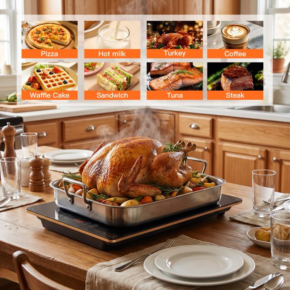 4PCS Electric Food Warmer Tray, with 8-Level Temperature Control And 24-hour Timer Food Tray, Modular Heat-Resistant Glass Surface Warming Mat for Party Family Gathering-US Plug