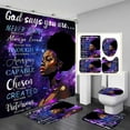thumbnail image 1 of 4PCS Elegant African American Woman Shower Curtain Set, Pink Floral Eiffel Tower High Heels Positive Quotes Sexy Afro Black Girl Melanin Queen Fashion Bathroom Decor, Non-slip Bath Mat, 1 of 7