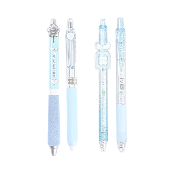 4PCS Elegant Retractable Gel Pen 0.5MM Black Inks Ergonomic Grip Gel Pen with Plastic Clip for Note Taking Journaling