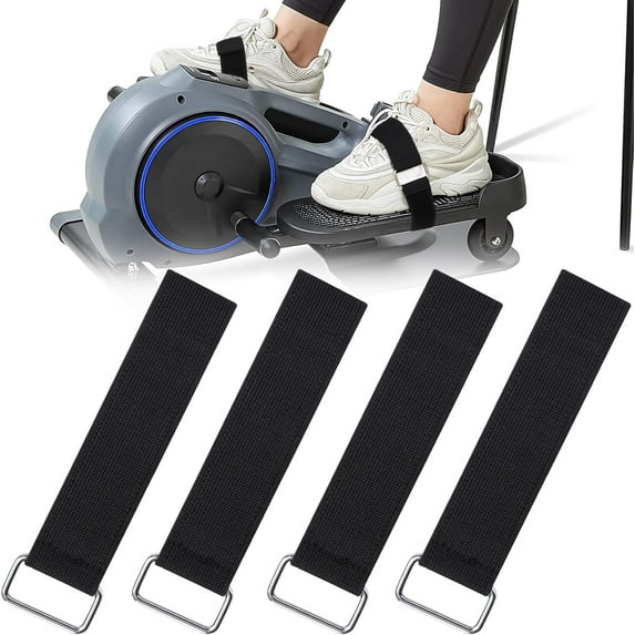 4PCS Ellipse Leg Exerciser Machine Pedal Straps, Adjustable Elliptical Trainer Straps for Under Desk, Elliptical Peddler Foot & Leg Training Strap for Fitness Home Sports Office Accessories