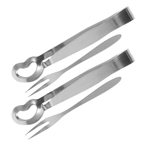 4PCS Escargot Snail Fork and Tong Set Stainless Steel Snails Fork and Tong Home Dining Restaurant Kitchen Tools for Serving Snails Seafood