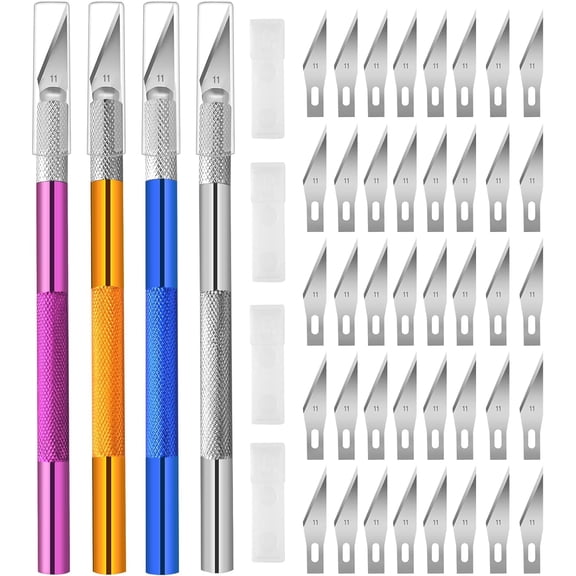 4PCS Exacto Knife, Hobby Knife Craft Knifes with 40PCS Spare Blades(#11), Profession Knives Precision for Crafting, Arts, Mong, Scrapbooking, Stencil