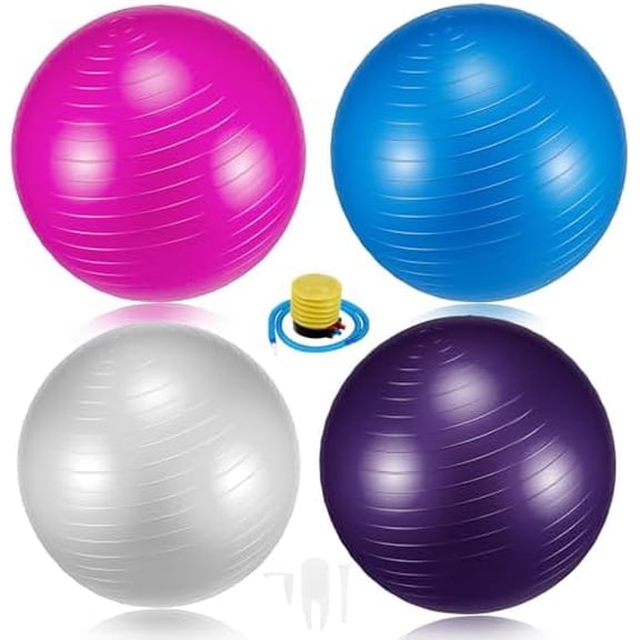 4PCS Exercise Ball Bulk 26 Inch Pilates Workout Ball for Women, Heavy Duty Anti-Burst Balls for Yoga Stretching Therapy Balance Physical Labor Birthing Pregnancy Fitness at Home Gym Office