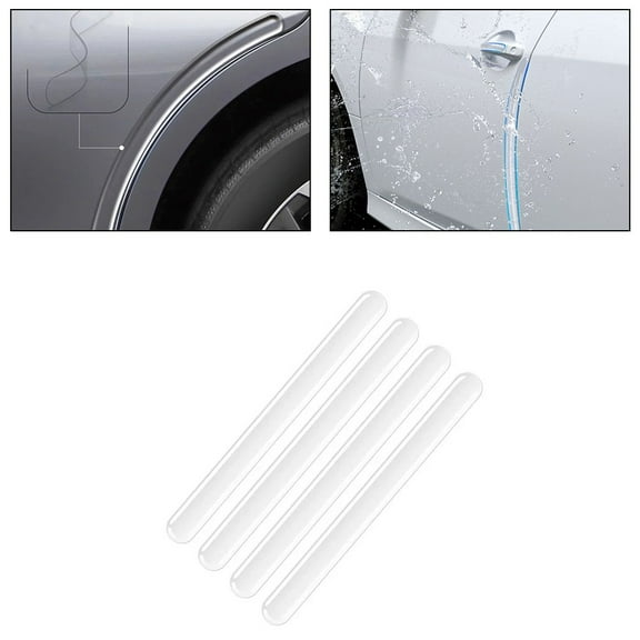 4PCS Extended Door Edge Guard Bumper Protector Strips Transparent Invisible for Car SUV 40cm Carbon Fiber Black