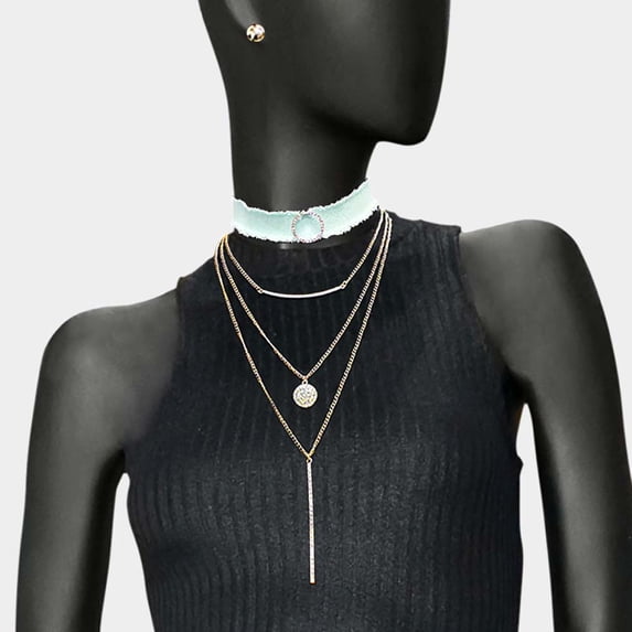 4PCS - Fabric Choker Geometric Pendant Necklaces - Walmart.com