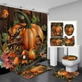 thumbnail image 1 of 4PCS Fall Cat Shower Curtain Set, Waterproof Fabric Shower Curtain, Non-Slip Bath Mat Bathroom Rugs, Cute Kitty Kitten Animal Autumn Maple Leaves Pumpkin Harvest Thanksgiving Bathroom Decor, 1 of 7