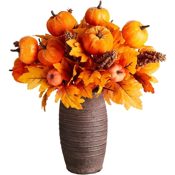 4PCS Fall Decor Maple Leaves Stems Artificial Leaves Silk Maple Leaves Fall Bouquet for Autumn Indoor Outdoor Home Kitchen Fall Floral Arrangements Thanksgiving Decorations Decor Outside Indoor Decor