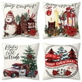 thumbnail image 1 of 4PCS Farmhouse Vintage Christmas Decorative Throw Pillow Covers, Christmas Tree Merry Christmas Snowman Wreath Cushion Covers Pillowcase for Outdoor Home Couch, 1 of 5