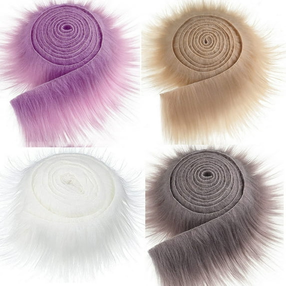 4PCS Faux Plush Ribbon Strips – Soft Fluffy Artificial Wool for DIY Crafts, Pillowcases, Plush Balls, Carpets, Party Decorations, Sewing & Home Decor
