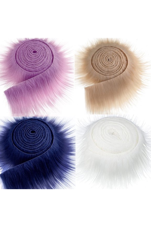 4PCS Faux Plush Strip Ribbon Soft & Fluffy Artificial Wool for DIY Crafts, Garland, Pillow, Carpet, Pet Pad, Party Decoration