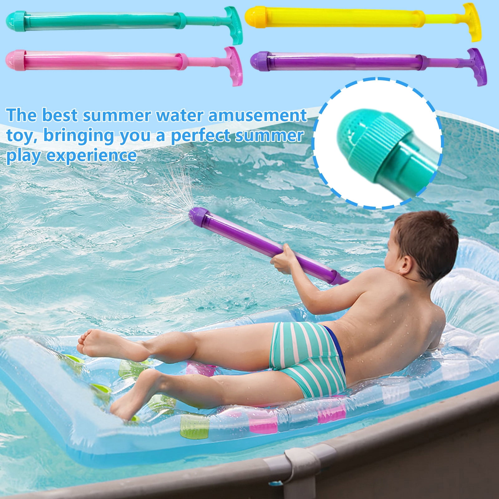 4PCS Fireworks Water Gun, 16in Handle Pull-Out Large Capacity Water Cannon Blaster for Pool Beach Summer Outdoor Party Games Fireworks Water Gun Firework Water Gun (4 Colors)