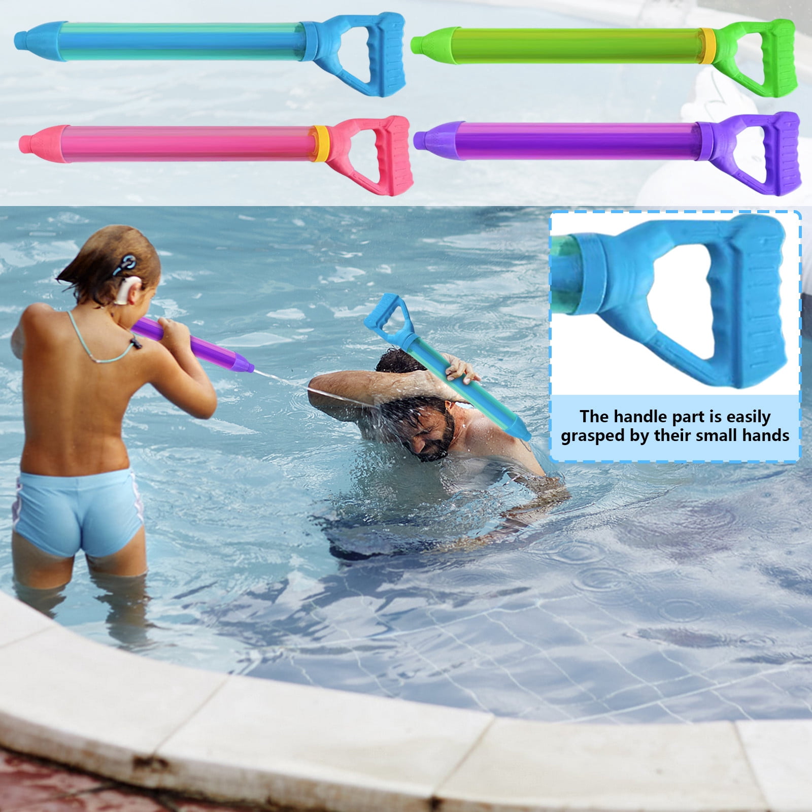 4PCS Fireworks Water Gun, 18.5in Handle Pull-Out Large Capacity Water Cannon Blaster for Pool Beach Summer Outdoor Party Games Fireworks Water Gun Firework Water Gun (4 Colors)