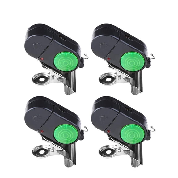 4PCS Fish Alarm Bite Indicator Sound LED Fishing Alarm Waterproof Battery Powered Clip on Fishing Rod Night Fishing Supplies