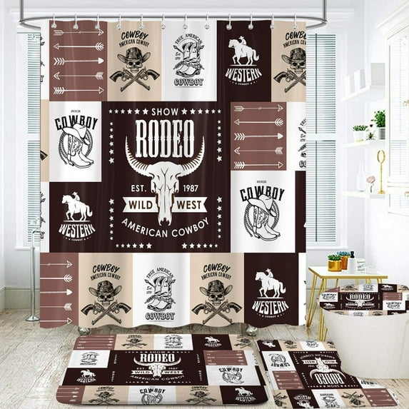 4PCS Fish Shower Curtain Sets, Colorful Cartoon Vintage Small Fish Waterproof Bathroom Accessories with Non-Slip Rugs, Toilet Lid Cover Bath Mat and 12 Hooks, Home Decor 72" X 72"
