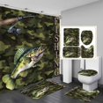 thumbnail image 1 of 4PCS Fishing Shower Curtain Sets with Rugs, Bass Fish Shower Curtain, Waterproof Fabric Shower Curtain, Cabin Lodge Hunting Country Rustic Farmhouse Husband Men Bathroom Decor, Fishing Gifts, 1 of 7