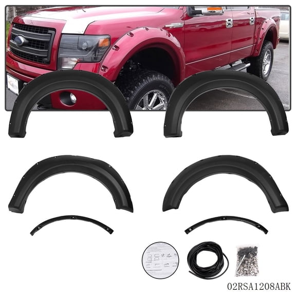 4PCS Fit For 09-14 Ford F150 Styleside Pocket Rivet Bolt-on Style Fender Flares