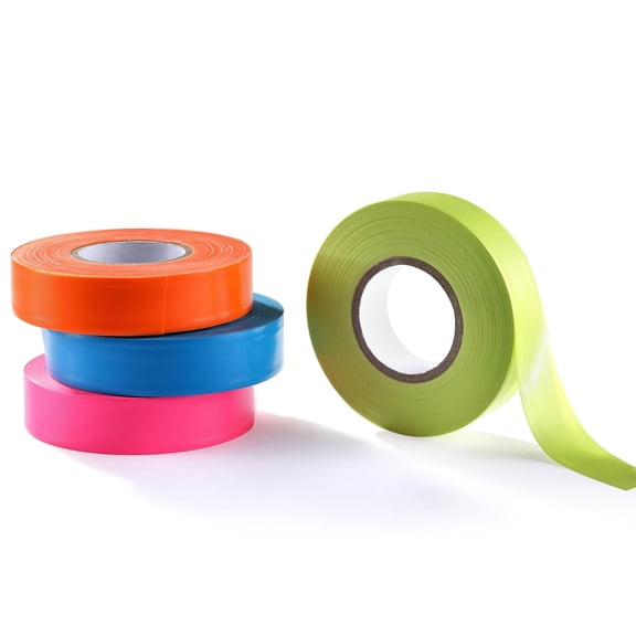 4PCS Flagging Tape, Plastic Surveyors Tape, Non-Adhesive Marking Ribbon for Tree Marking, Trail Markers, Construction, Surveying (4 Colors, 0.78'' x 200')
