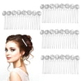 thumbnail image 1 of 4PCS Flower Hairpin Combs Crystal Rhinestone Bridal Hair Pins Hair Clips Women Wedding Headpiece for Bride Bridesmaids, 1 of 6