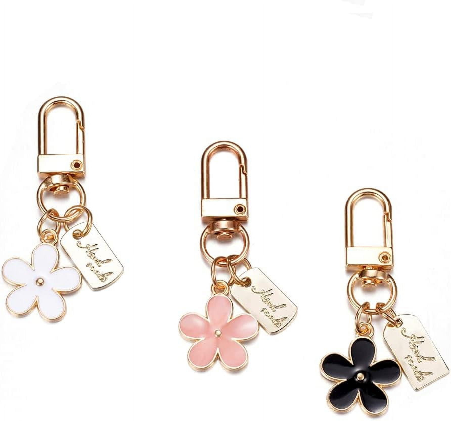 4PCS Flower Keychains Golden Personalized Key Rings for Women