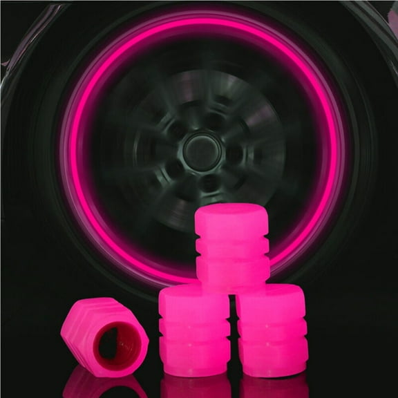 4PCS Fluorescent Pink Car Wheel Tire Tyre Air Valve Stem Cap Cover