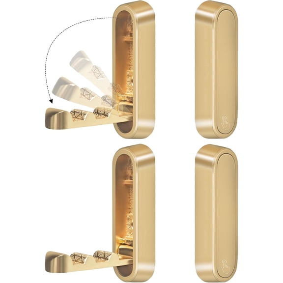 4PCS Foldable Gold Wall Hooks, Heavy Duty Zinc Alloy Folding Wall Hooks, Folding Hidden Coat Hooks Wall Mount Bathroom Foldable Towel Hooks for Hanging Clothes, Bags, Hats, Bathrobes, Keys etc (Gold)