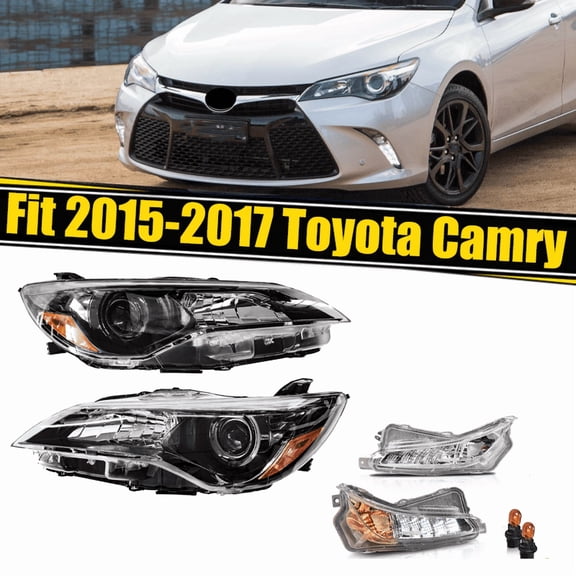 4PCS For 2015-2017 Toyota Camry Black Headlight Fog Light Turn Signal Lamp LH+RH