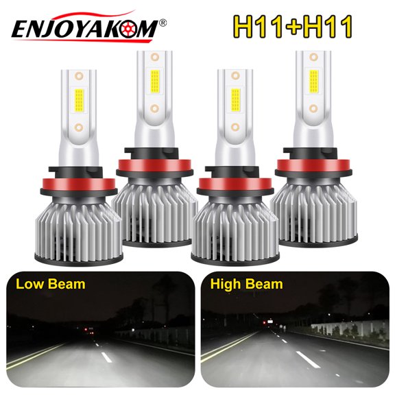 4PCS For Nissan Rogue 2014-2020 H11 LED Headlight Bulbs H8 H9 High Low Beam Kit Replacement 6000K White