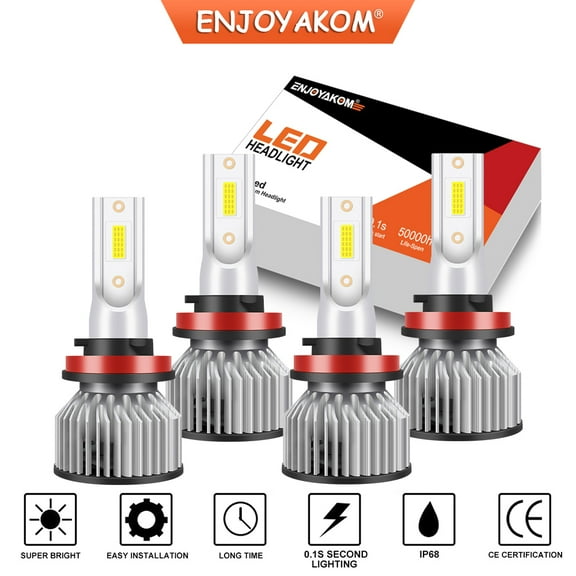 4PCS For Pontiac Sunfire 2003 2004 2005 H11 LED Headlight Bulbs H8 H9 High Low Beam Kit Replacement 6000K White