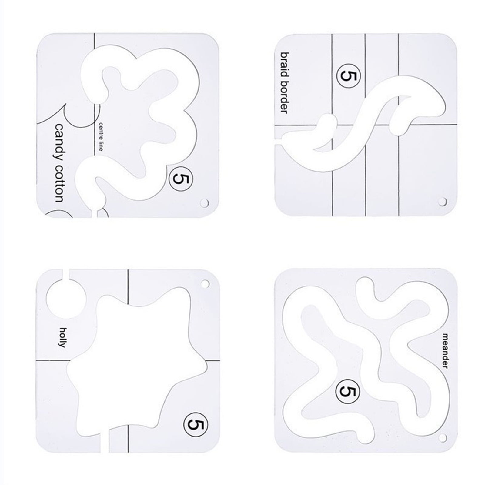 4PCS Freemotion Quilting Templates Clear Acrylic Quilting Ruler