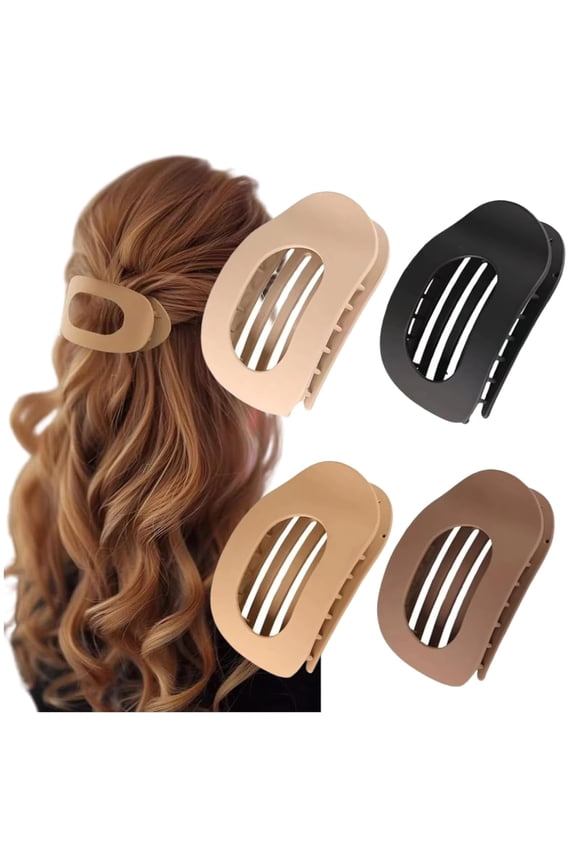 4PCS French Flat Hair Clips for Women Duckbill Hair Clips Round Casual Versatile Solid Colour Lay Down Claw Clamps Clip Simple Elegant for Thick Thin Long Short Hairs