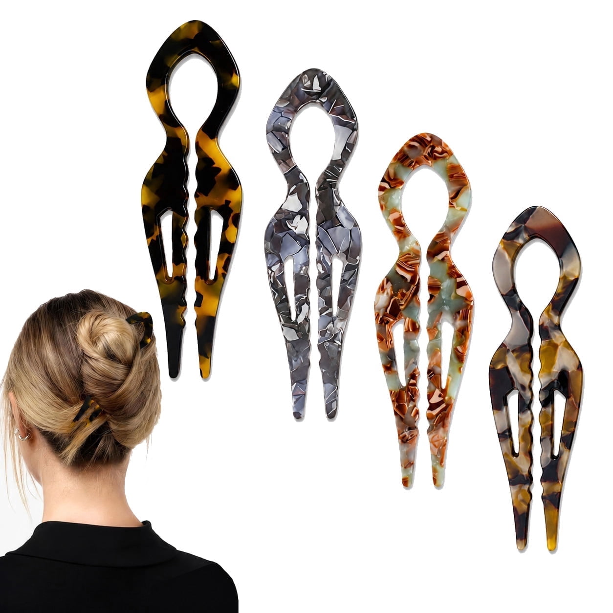 Surrated Pins OPALESQUE 4PCS French Hair Pins for Women,U-Shaped with Serrated Anti ...