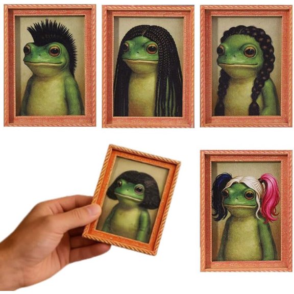 4PCS Frog Refrigerator Magnets, Funny Wooden Quirky Fridge & Office Decor