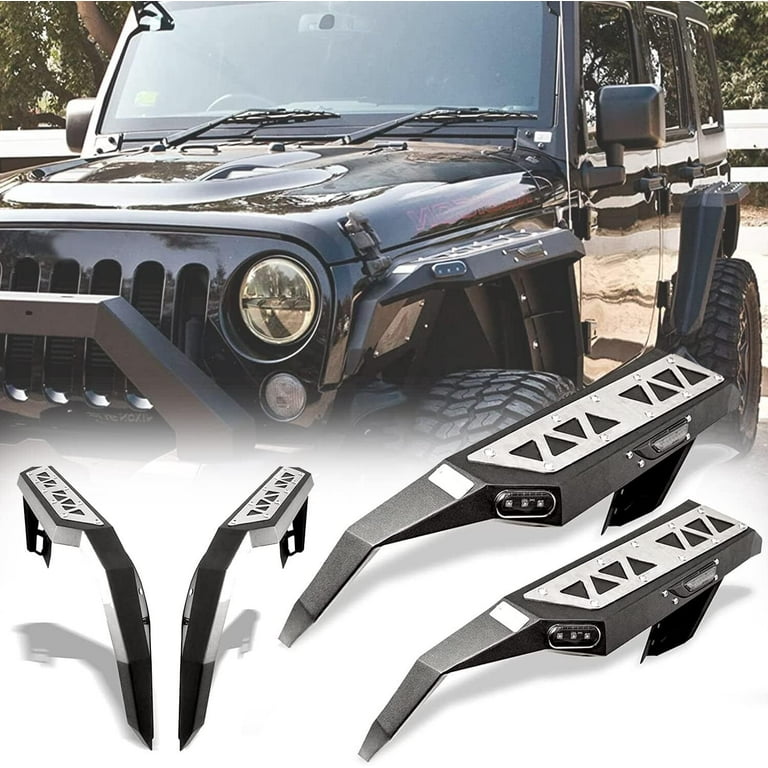 Front & Rear Fender Flares For 2007-2018 Jeep Wrangler JK/JKU - 4-Piece ABS Flares, No Drilling Required
