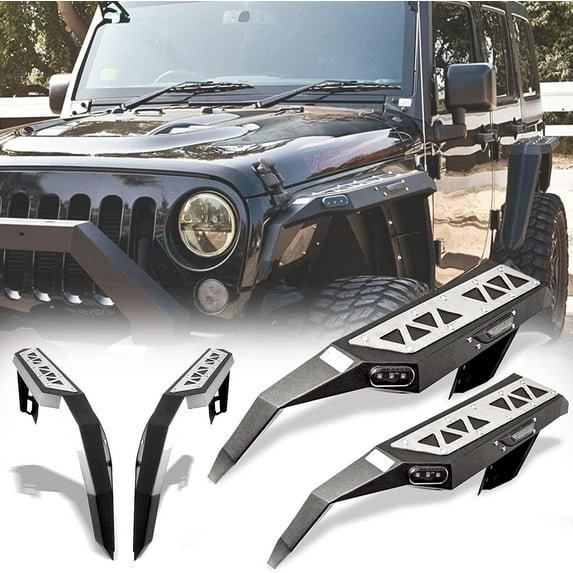 4PCS Front+Rear Fender Flares For 2007-2018 Jeep Wrangler JK JKU