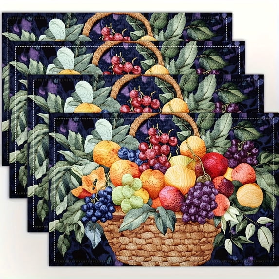 4PCS, Fruit basket Theme placemats, for Dining Table, Kitchen, Party ...