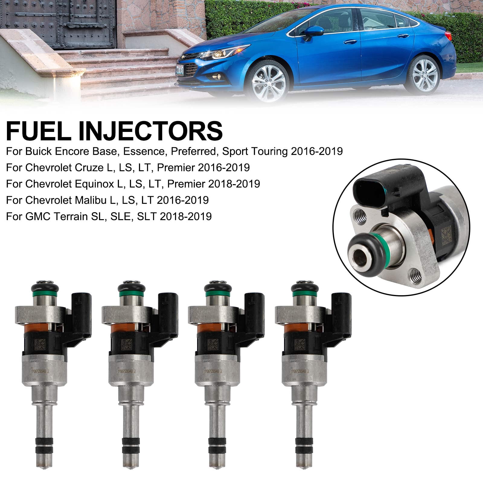 4PCS Fuel Injectors 55577403 Fit for GMC 16-19 Fit for Chevry Cruze Malibu 1.4L 1.5L L4