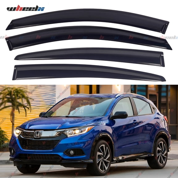 4PCS Full Black Tape-On Side Window Visors Rain Guards Sun Shields Vent Deflectors Compatible with 2016-2022 Honda HR-V, Automotive Exterior Accessories