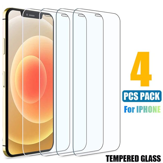 4PCS Full Cover Tempered Glass On the For iPhone 7 8 6 6s Plus X Screen