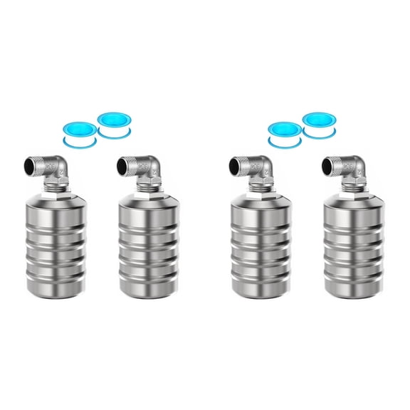 4PCS Fully Automatic Water Level Control Float Valve, Stainless Steel Mini Floating Ball Valve -1/2In Side Water Intake