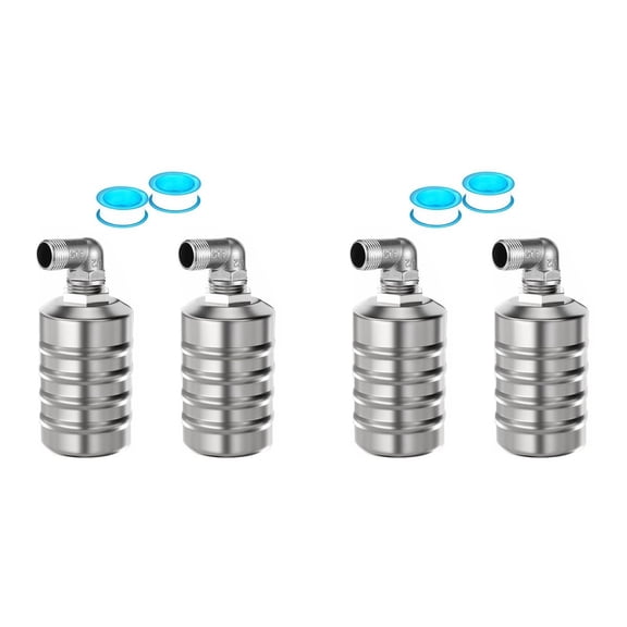 4PCS Fully Automatic Water Level Control Float Valve, Stainless Steel Mini Floating Ball Valve -1/2In Side Water Intake