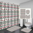 4PCS Funny Cow Christmas Shower Curtain Sets with Rugs, Waterproof