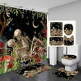 thumbnail image 1 of 4PCS Funny Skull Skeleton Shower Curtain Sets with Rugs, Waterproof Fabric Black Shower Curtain, Gothic Spooky Cool Bone in Bathtub Get Naked Horror Halloween Cat Fish Men Boys Bathroom Decor, 1 of 7